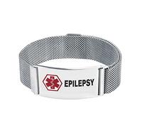 LSxAB Men's Medical Alert Epilepsy Bracelet for Men Women Emergency First Aid Adjustable Magnetic Clasp Stainless Steel ID Wristband Bracelets