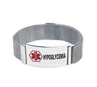 LSxAB Men's Medical Alert Hypoglycemia Bracelet for Men Women Emergency First Aid Adjustable Magnetic Clasp Stainless Steel ID Wristband Bracelets