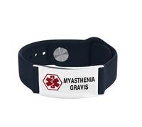 LSxAB Men's Medical Alert Myasthenia Gravis Bracelet for Women ID Emergency Health Alarm Laser Engraved Adjustable Silicone Wristband Bracelets