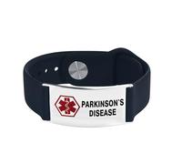 LSxAB Men's Medical Alert Parkinson's Disease Bracelet for Women ID Emergency Health Alarm Laser Engraved Adjustable Silicone Wristband Bracelets
