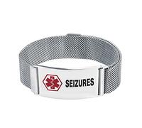 LSxAB Men's Medical Alert Seizures Bracelet for Men Women Emergency First Aid Adjustable Magnetic Clasp Stainless Steel ID Wristband Bracelets