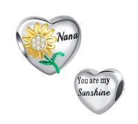 LSxAB Nana You are My Sunshine Sunflower Charm Compatible with Pandora Charms Bracelets