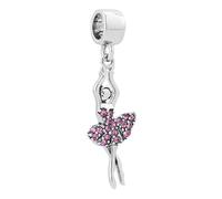 LSxAB October Pink Birthstone Dancing Women Charm for Pandora Charm Bracelet Birthday Mother's Day Christmas Jewelry Gifts