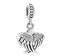 LSxAB Openable Clear Angel Wing Hope Star Charm Compatible with Pandora Charms Bracelets