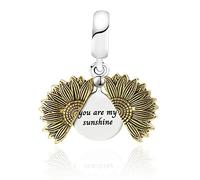 LSxAB Openable Sunflower Charm You are My Sunshine Bead Compatible with Pandora Charms Bracelets