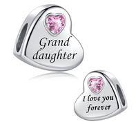 LSxAB Pink Crystal Heart I Love You Forever Granddaughter Charm Compatible with Pandora Charms Bracelets