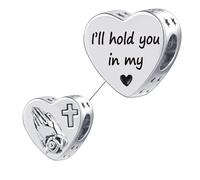 LSxAB Praying Hands Memorial Charm I'll Hold You in My Heart Compatible with Pandora Bracelets