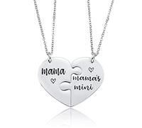 LSxAB Puzzle Heart Mama and Mama's Mini Necklaces for Mum Mother's Day Gifts