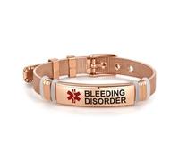 LSxAB Red Medical Alert Bleeding Disorder Bracelet for Women Men's Emergency First Aid Health Alert Rose Gold Adjustable Wristband Bracelets