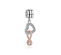 LSxAB Rose Gold Infinity Heart Endless Love Charm Compatible with Pandora Charms Bracelets