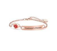 LSxAB Rose Gold Medical Alert ID Parkinson's Disease Bracelet for Women Elderly Emergency First Aid Stainless Steel Adjustable Chain Bracelets