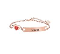 LSxAB Rose Gold Medical Alert ID Seizures Bracelet for Women Elderly Emergency First Aid Stainless Steel Adjustable Chain Bracelets