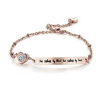 LSxAB Rose Gold Not Sister By Blood But Sister By Heart Bracelet for Best Friend BFF Adjustable Chain Bracelets Friendship Jewellery Gift