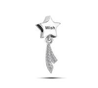 LSxAB Shining Shooting Star Wish Charm Meteor Bead Compatible with Pandora Charms Bracelets