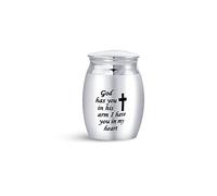 LSxAB Small Memorial Cross Cremation Ashes Urn God Has You in His Arm I Have You in My Heart Funeral Share Mini Decorative Keepsake