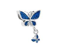 LSxAB Sparkling Blue Butterfly Charm Compatible with Pandora Charms Bracelets