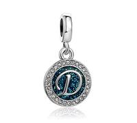 LSxAB Sparkling Blue Letter D Initial Charm for Women Birthday Compatible with Pandora Charms Bracelets and Necklaces