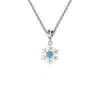 LSxAB Sparkling Frozen Blue Snowflake Pendant Necklace for Women Christmas Gift