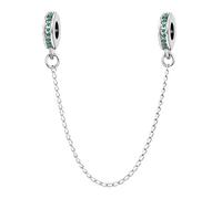 LSxAB Sparkling Green Cubic Zirconia Safety Chain Spacer Charm Compatible with Pandora Charms Bracelets