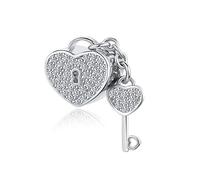LSxAB Sparkling Lock and Key to My Heart Charm Compatible with Pandora Charms Bracelets