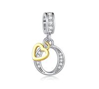 LSxAB Sparkling O Letter Charm for Pandora Charms Bracelets Gold Heart Silver Alphabet Initial Dangle Bead Jewellery Gift for Women