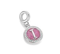 LSxAB Sparkling Pink I Dangle Letter Charm for Pandora Charms Bracelets Alphabet Initial Name Bead Jewellery Gift for Women