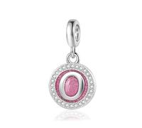 LSxAB Sparkling Pink O Dangle Letter Charm for Pandora Charms Bracelets Alphabet Initial Name Bead Jewellery Gift for Women
