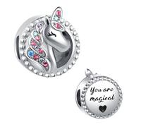 LSxAB Sparkling Unicorn You are Magical Charm Compatible with Pandora Charms Bracelets