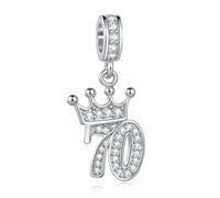 LSxAB Sparling CZ Crown 12 13 15 16 18 21 30 40 50 60 70 Birthday Charm for Women Compatible with Pandora Charms Bracelets
