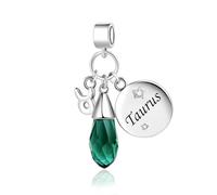LSxAB Taurus Constellation Charm for Women Horoscope Zodiac Sign Birsthone Birthday Charms Compatible with Pandora Bracelets