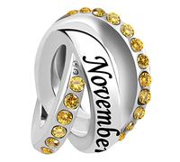 LSxAB Yellow November Birthstone Happy Birthday Charm Compatible with Pandora Charms Bracelets