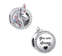 LSxAB You are Strong Unicorn Charm Compatible with Pandora Charms Bracelets