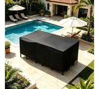LSYALUCK 274x249x104cm/LxWxH 420D Oxford Fabric Waterproof Outdoor Sofa Cover, Anti-UV Windproof All Weather Patio Couch Protector, Tear Resistant Furniture Cover for Garden Terrace Backyard