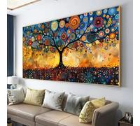 LSYALUCK Abstract Tree of Life Canvas Wall Art Colorful Graffiti Tree Painting Print for Living Room Bedroom Office Home Wall Decor 60x123cm(24x48in) With gold frame