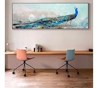 LSYALUCK artwork Peacock Poster Bird Canvas Prints Animal Pictures Bedside Art Wall Painting for Living Room Decoration Home Decor 60x135cm(24x53in) InnerFrame