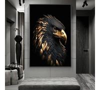 LSYALUCK Black and Gold Animals Canvas Art Posters Prints Lion Horse Fashion Art Paintings on the Wall Art Eagle Pictures Home Decor 60x100cm(24x39in) innerframe