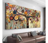 LSYALUCK large canvas wall art Prints Pictures Wall Decor Tree of Life Artwork Painting for Living Room Kitchens Home Wall Decor 86x193cm(34x76in) With-Black-Framed
