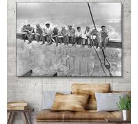 LSYALUCK Lunch Atop A Skyscraper Vintage Poster Prints Living Room Bedroom Home Decor New York Landscape Canvas Painting Wall Art 90x140cm(35x55in) innerframe