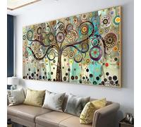 LSYALUCK Tree of Life Canvas Wall Art Colorful Tree Paintings Abstract Landscape Pictures Prints for Home Office Artwork Decor 70x165cm(28x65in) With gold frame