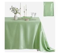 LSYHHXC 1PC Silver Satin Tablecloth Rectangle Silk Smooth Fabric Table Cloth For Christmas Dinner Wedding Party Banquet Decoration 33(Light green,145x145cmX1Pcs)