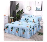 LSYHHXC Bed Skirt 3 Pieces/set Of Super Soft Printed Bed Skirt Pillowcase Princess Style Single Layer Lace Non-slip Bed Cover For Home Decoration Ruffled Bed Base 73(Color:BK053 2,Size:150x200cm)