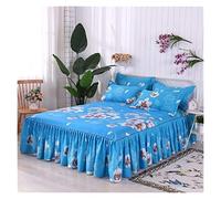 LSYHHXC Bed Skirt 3 Pieces/set Of Super Soft Printed Bed Skirt Pillowcase Princess Style Single Layer Lace Non-slip Bed Cover For Home Decoration Ruffled Bed Base 73(Color:BK053 10,Size:150x200cm)