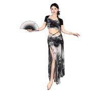 LSYHHXC Belly Dance Top Skirt Set Practice Clothes Sexy Women Long Suit Wear(M)