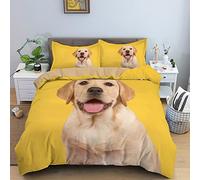 LSYW Single Duvet Cover Set Yellow Labrador Bedding for Children Single Duvet Cover with Zipper Closure Soft Hypoallergenic Microfiber Duvet Cover 53.1"x 78.7" + 2 Pillowcases 19.7"x 29.5"