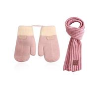 LSYYSL 1 Pair Of Halterneck Gloves, 1 Knitted Scarf, Children'S Warm Gloves And Neck Scarf, Winter Warm And Cold Protection Kit