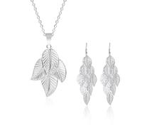 LSYYSL 1 Pair Of Hollow Leaf Earrings And 1 Leaf Necklace, Long Pendant Earrings, Creative Jewelry, Women'S Jewelry