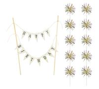 LSYYSL 1 Piece Of Happy Birthday Card, 10 Pieces Of Rain Silk Card, Cake Topper, Birthday Party Cake Card Decoration