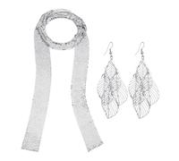 LSYYSL 1 Piece Of Sequined Scarf Necklace, 1 Pair Of Pendant Earrings, Women'S Scarf, Simple Sparkling Jewelry, Personalized Necklace