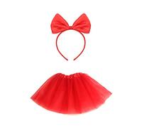 LSYYSL 1 Tulle Skirt with 1 Bow Headband, Retro Tutu, Mini Skirt, Skirt, Tutu for Women for Carnival, Party Wear Red