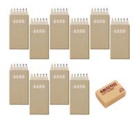 LSYYSL 10 Boxes of Colored Pencils, 1 Eraser, Mini Coloring Set, 6 Colors Drawing Pencils for (6pcs per box), Red, Orange, Yellow, Green, Blue, Black, 3.5inch (6secaiqian)